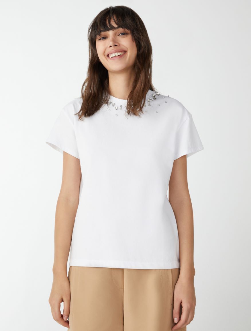 Embroidered T-shirt - OPTICAL WHITE - 4 - iBlues