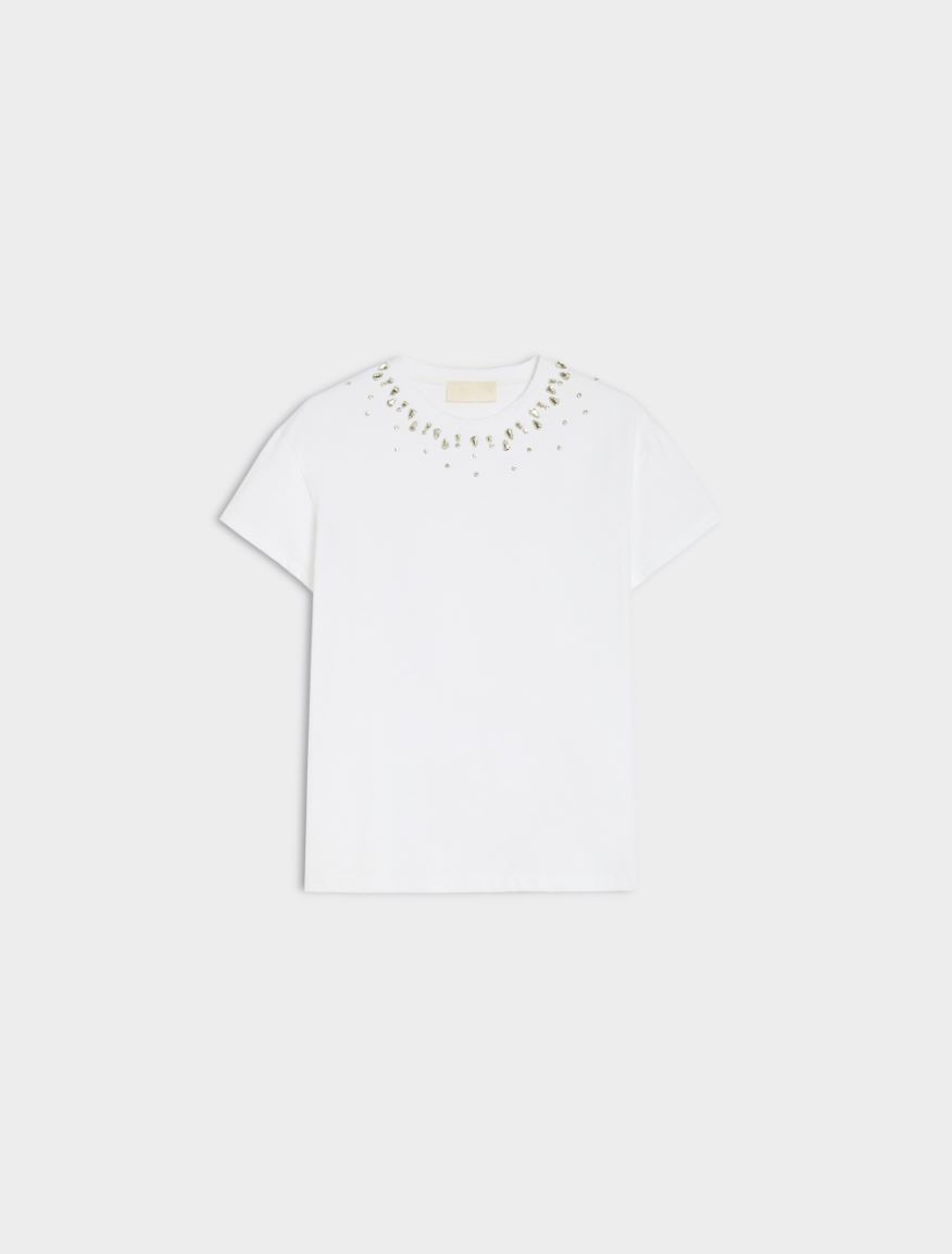 Embroidered T-shirt - OPTICAL WHITE - 5 - iBlues