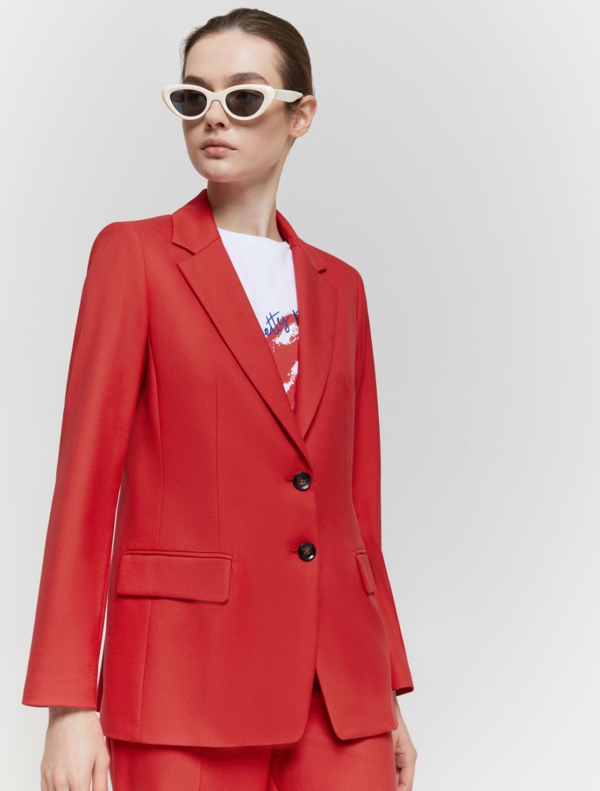 Semi-fitted blazer - Red - 4 - iBlues