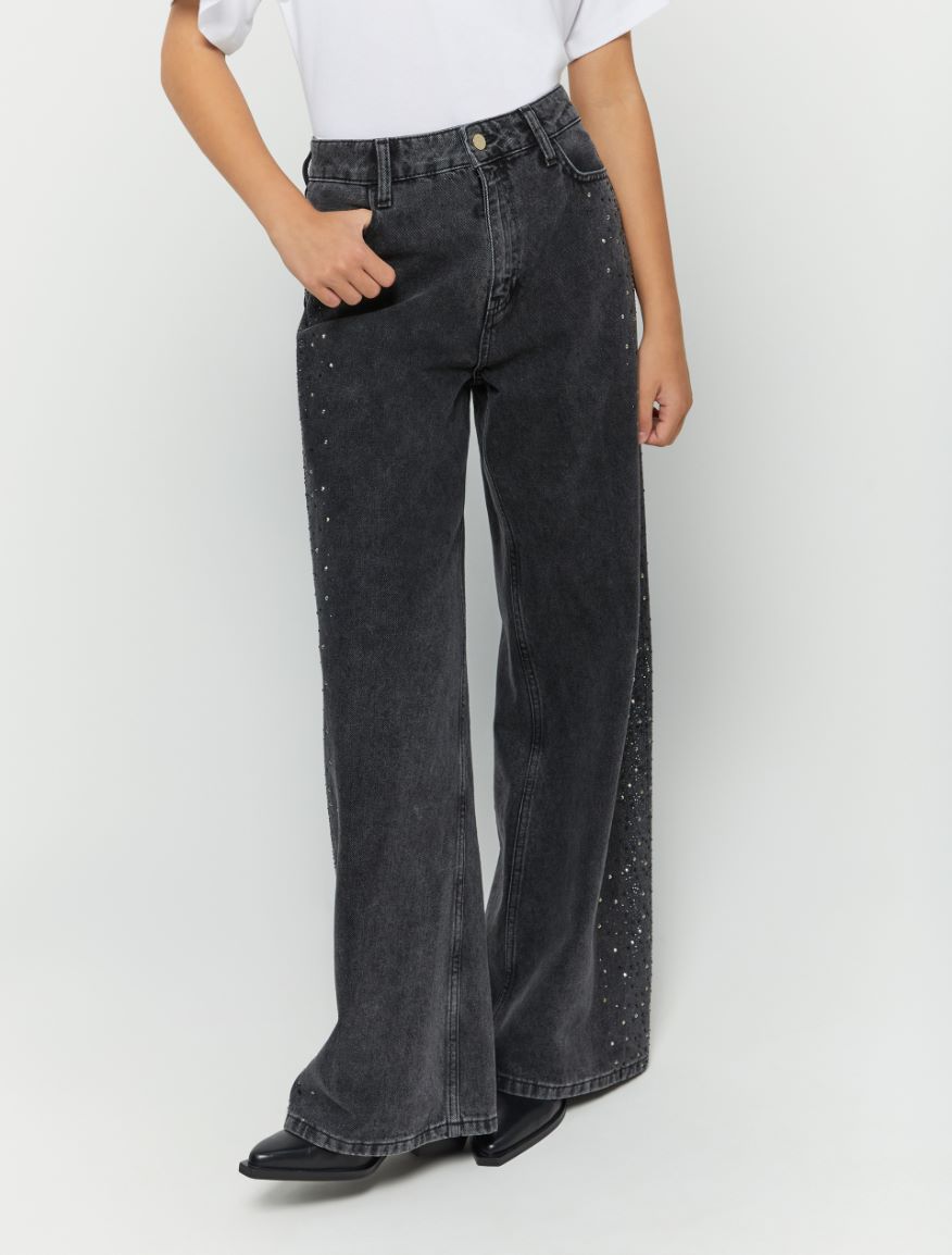 Wide-leg jeans - BLACK - iBlues