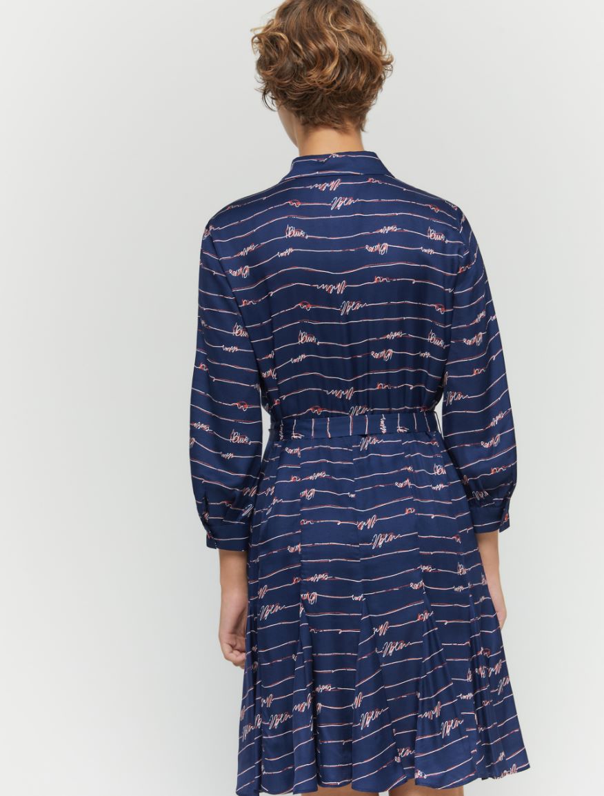 Printed shirt dress - Navy - 2 - iBlues