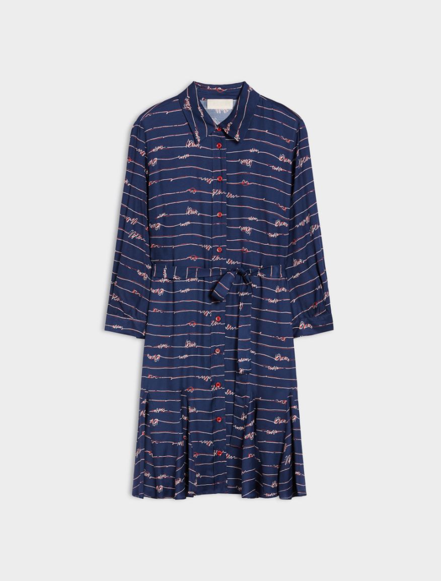 Printed shirt dress - Navy - 5 - iBlues