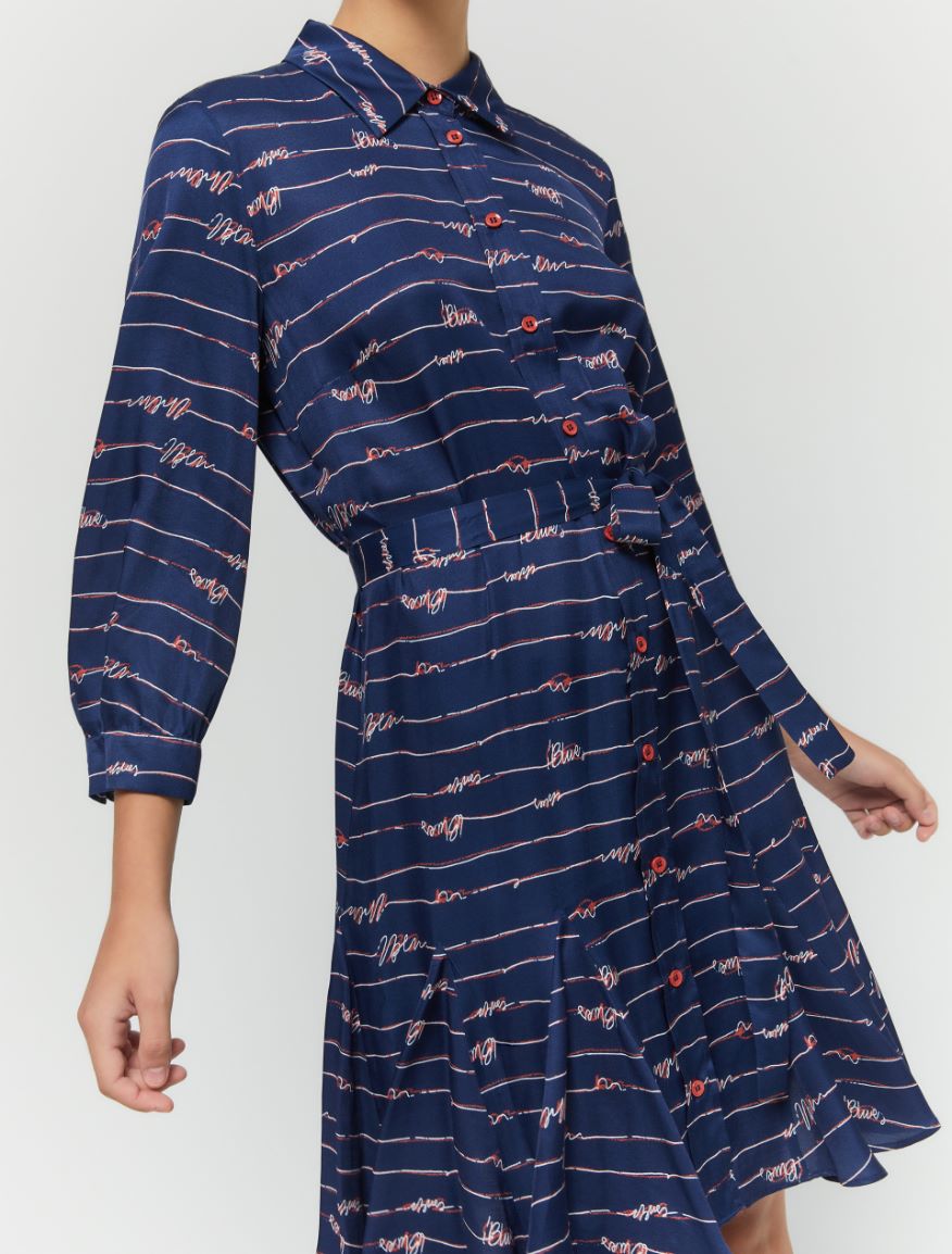 Printed shirt dress - Navy - iBlues