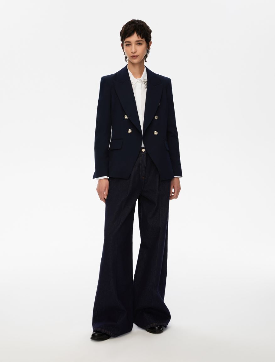 Double-breasted blazer - MIDNIGHTBLUE - Iblues - 4
