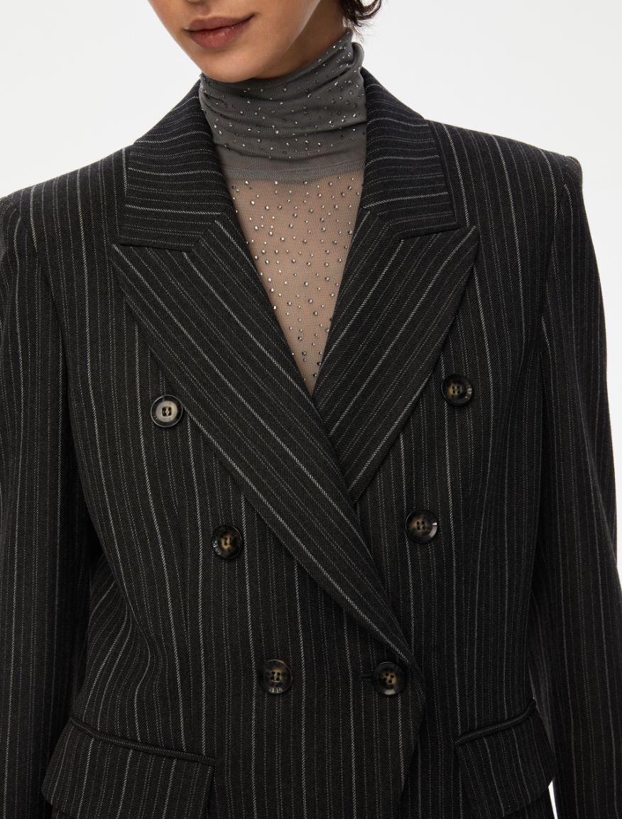 Double-breasted blazer - MELANGE DARK GREY - Iblues - 3