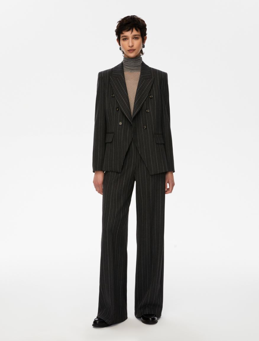 Double-breasted blazer - MELANGE DARK GREY - Iblues - 4