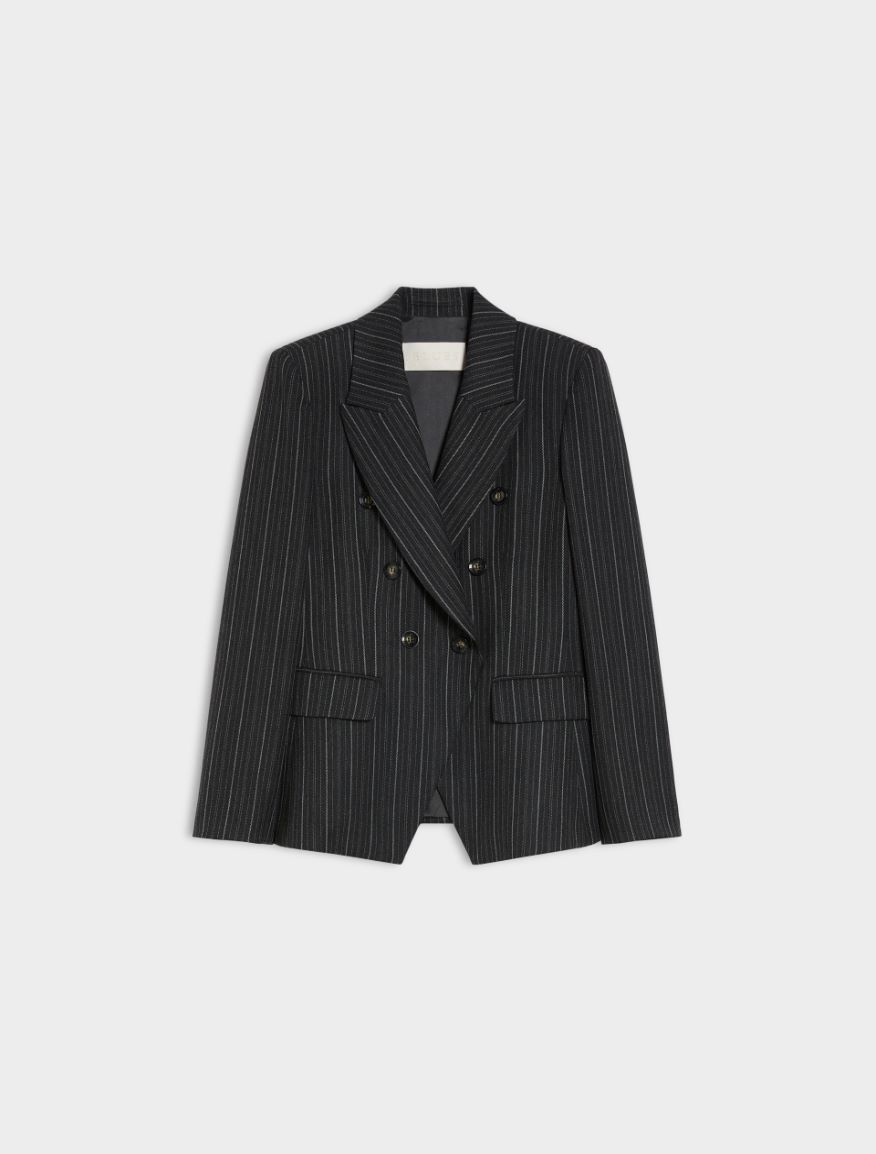 Double-breasted blazer - MELANGE DARK GREY - Iblues - 5