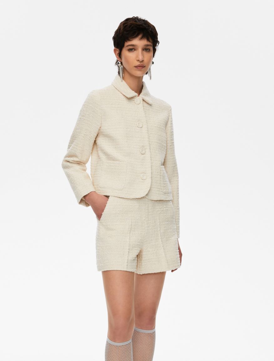 Basketweave jacket - IVORY - Iblues