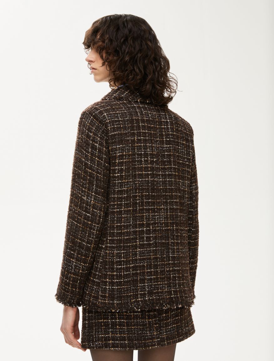 Basketweave blazer - BROWN - Iblues - 2