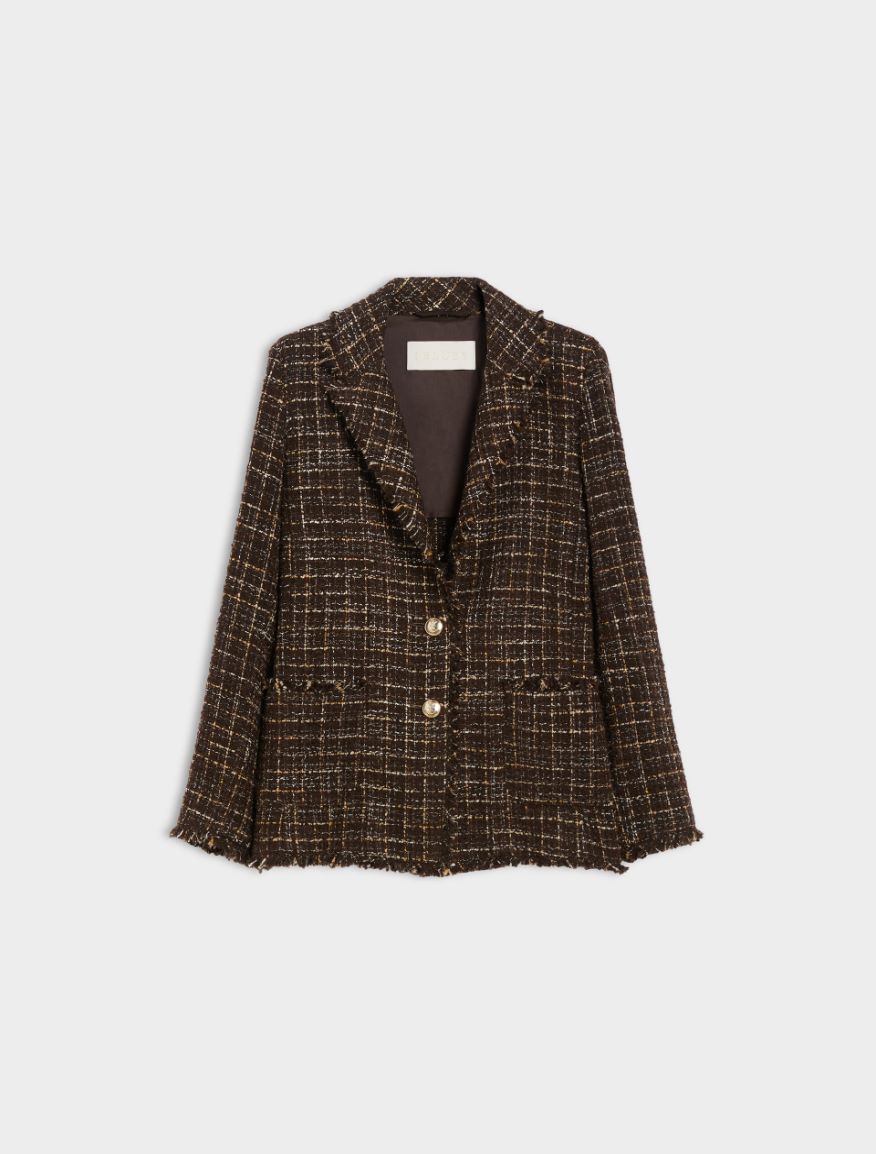 Basketweave blazer - BROWN - Iblues - 5