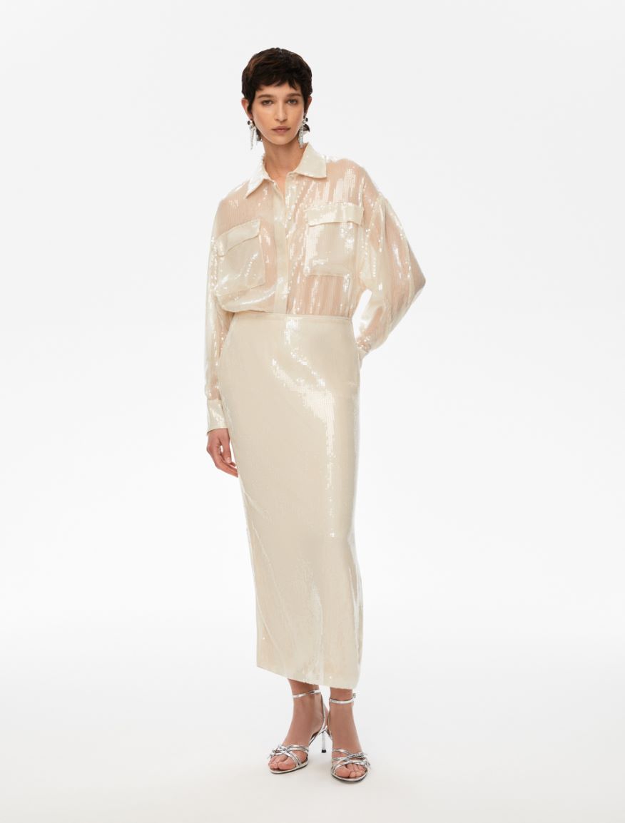 Sequin skirt - IVORY - Iblues - 4