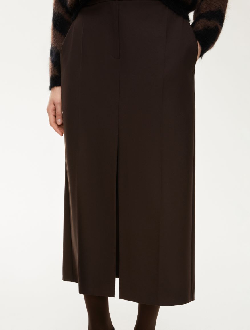 Slit-detail skirt - DARK BROWN - Iblues - 3