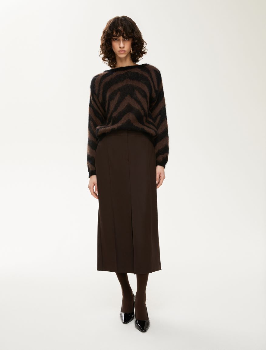 Slit-detail skirt - DARK BROWN - Iblues - 4