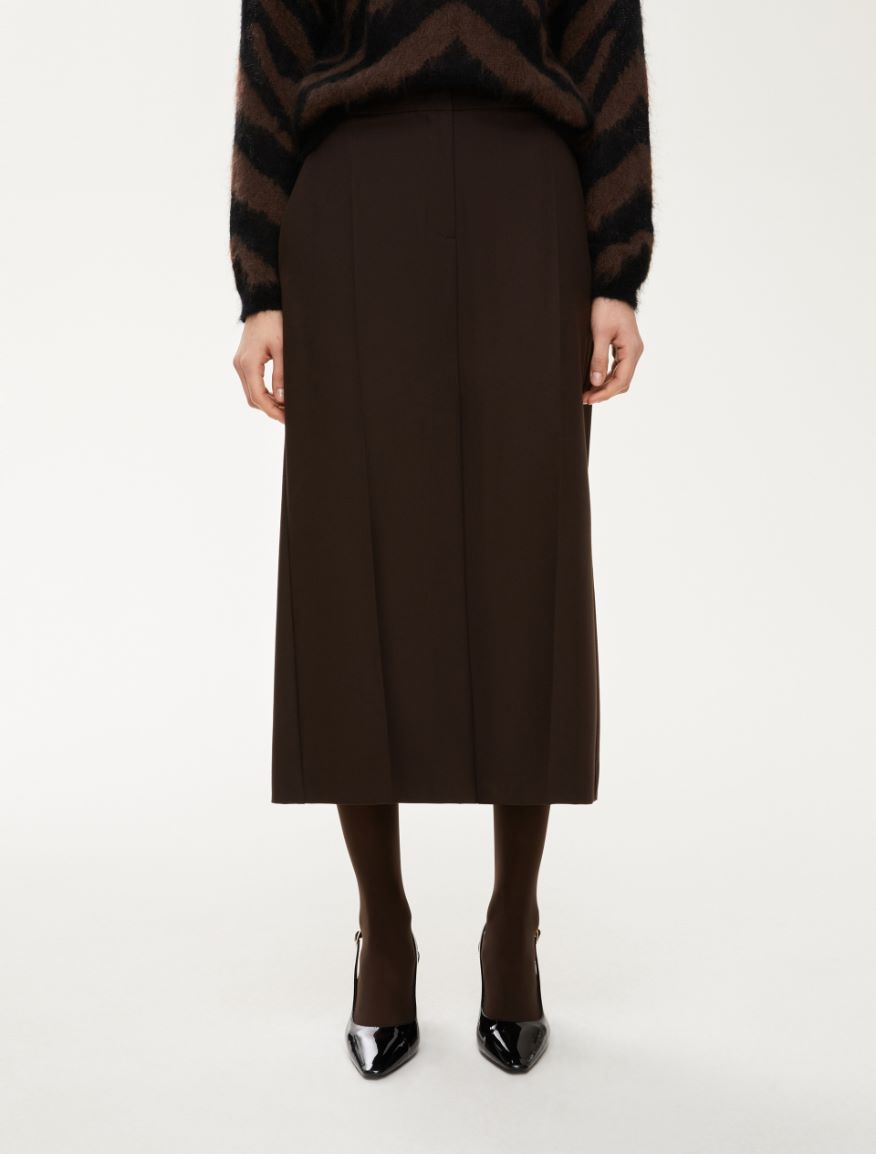Slit-detail skirt - DARK BROWN - Iblues