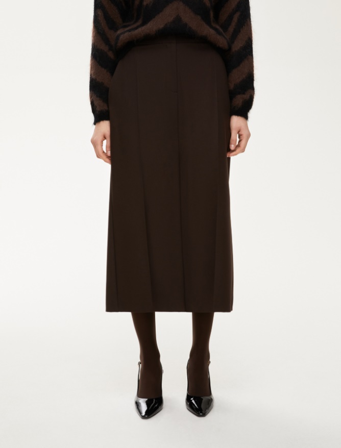 Slit-detail skirt - DARK BROWN - Iblues