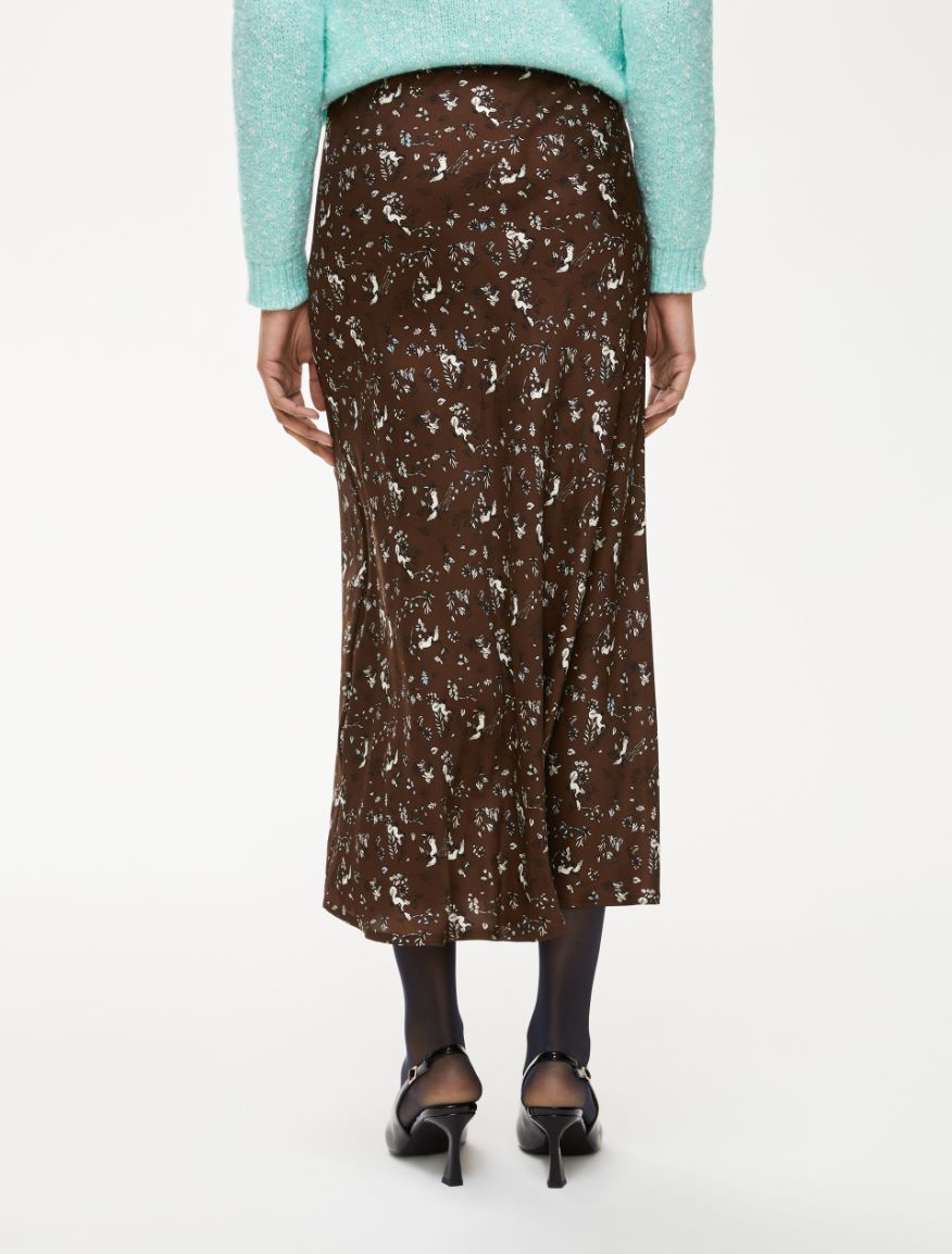 Figure-skimming skirt - DARK BROWN - Iblues - 2