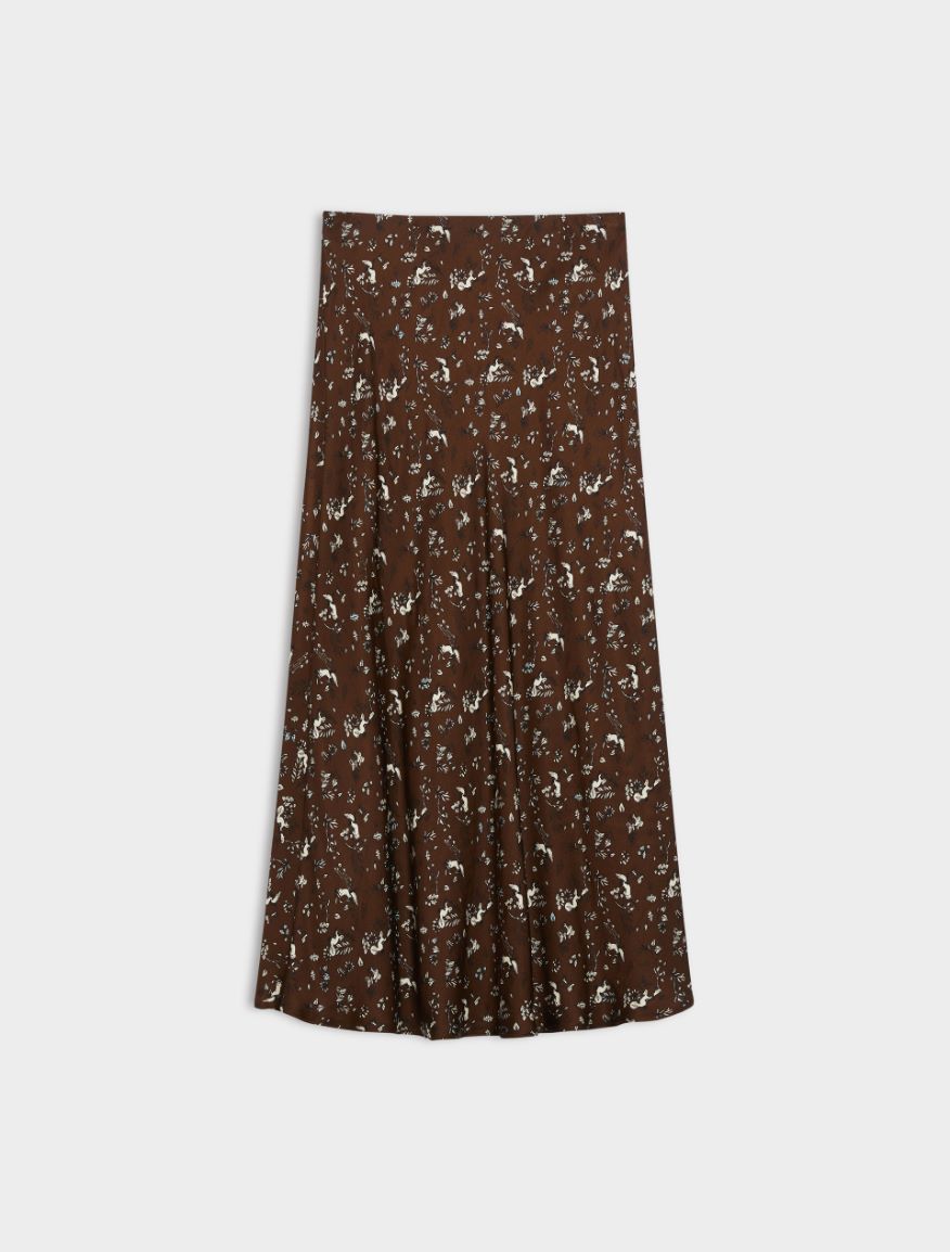 Figure-skimming skirt - DARK BROWN - Iblues - 5
