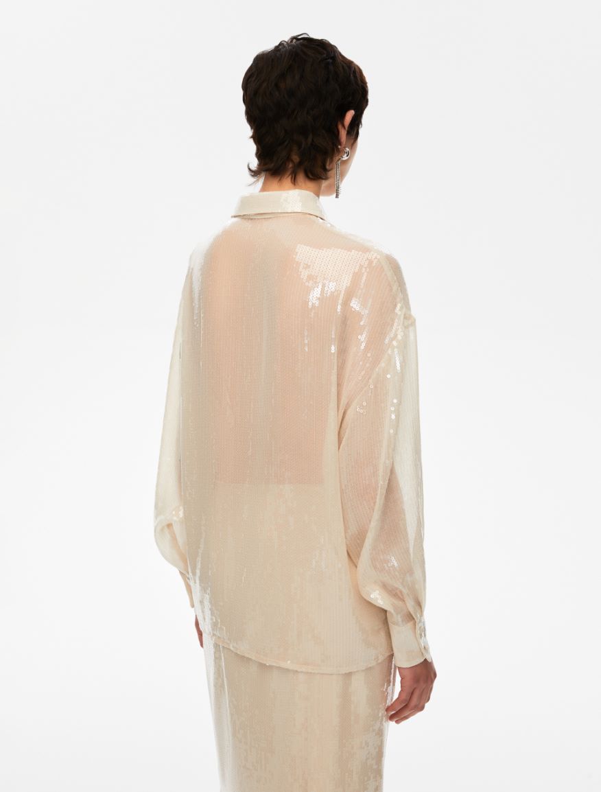 Sequinned shirt - IVORY - Iblues - 2