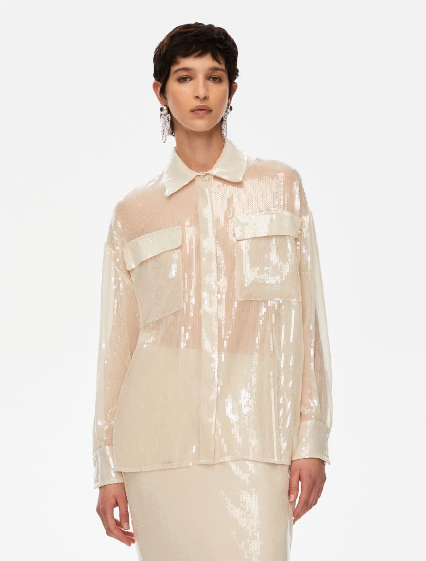 Sequinned shirt - IVORY - Iblues - 3