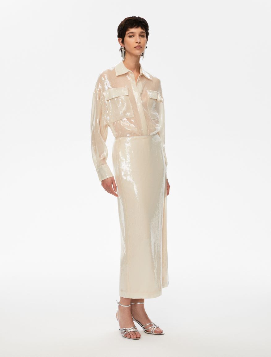 Sequinned shirt - IVORY - Iblues - 4