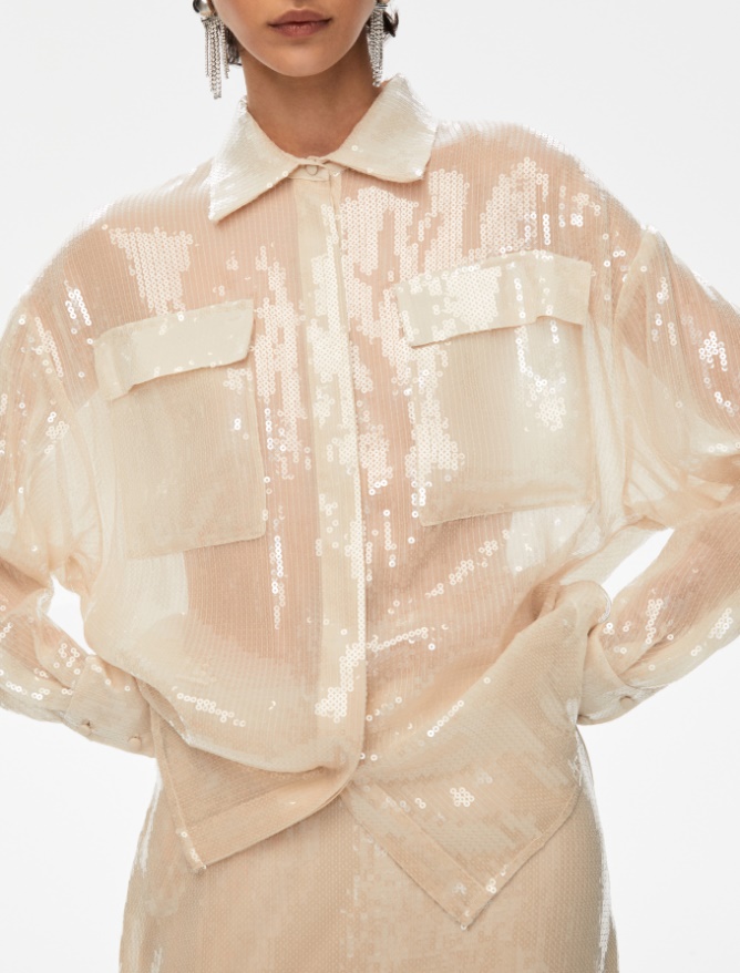 Sequinned shirt - IVORY - Iblues