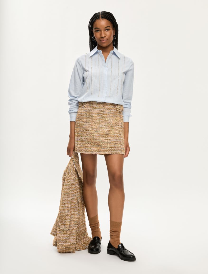 Jewel-embroidered shirt - LIGHT BLUE - Iblues - 4