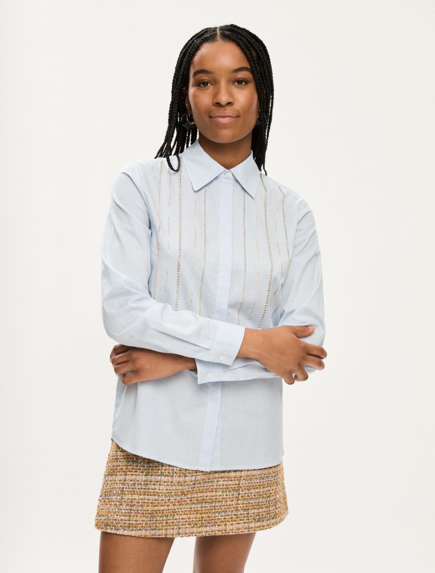 Jewel-embroidered shirt - LIGHT BLUE - Iblues