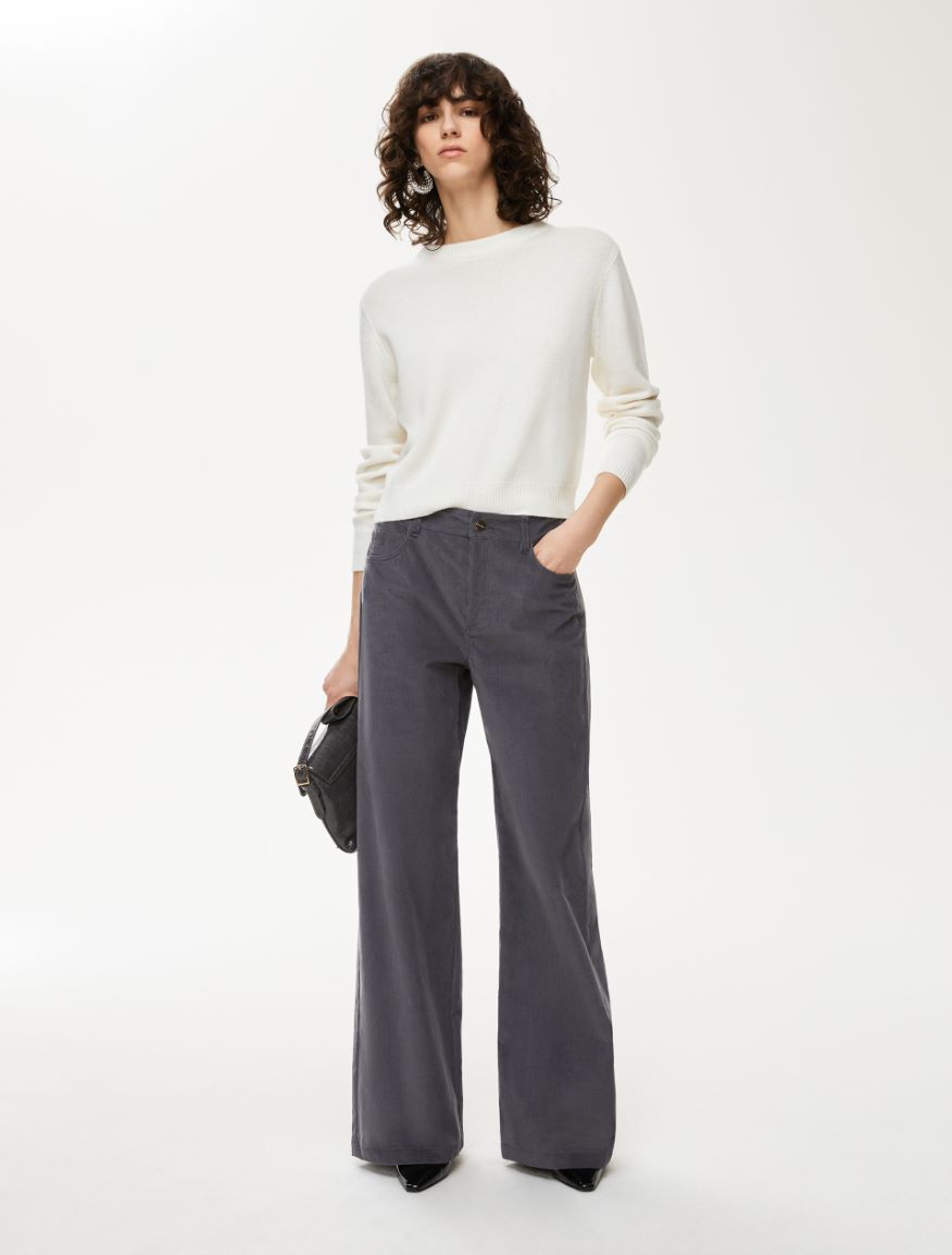 Velvet trousers - MEDIUM GREY - Iblues - 4