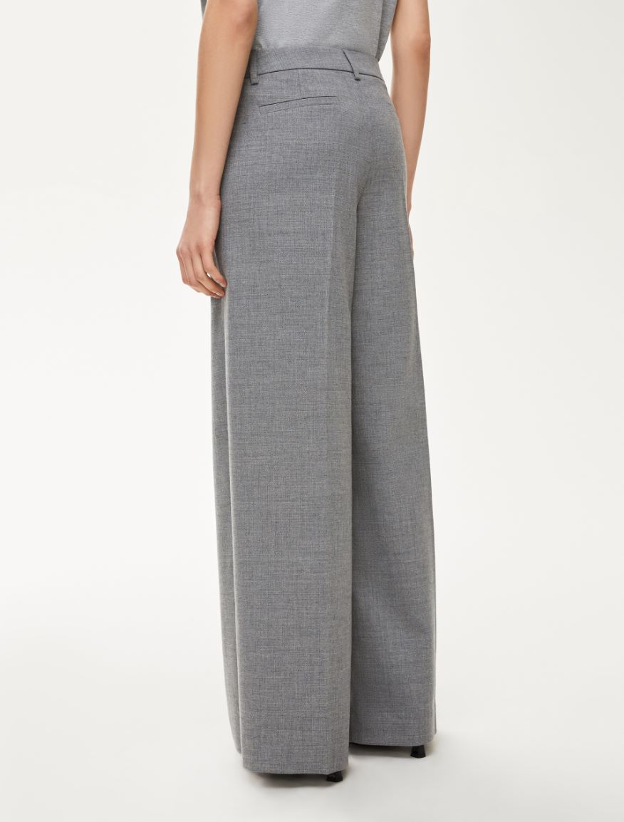 Wide-leg trousers - MELANGE LIGHT GREY - Iblues - 2