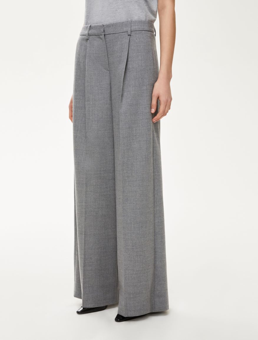 Wide-leg trousers - MELANGE LIGHT GREY - Iblues