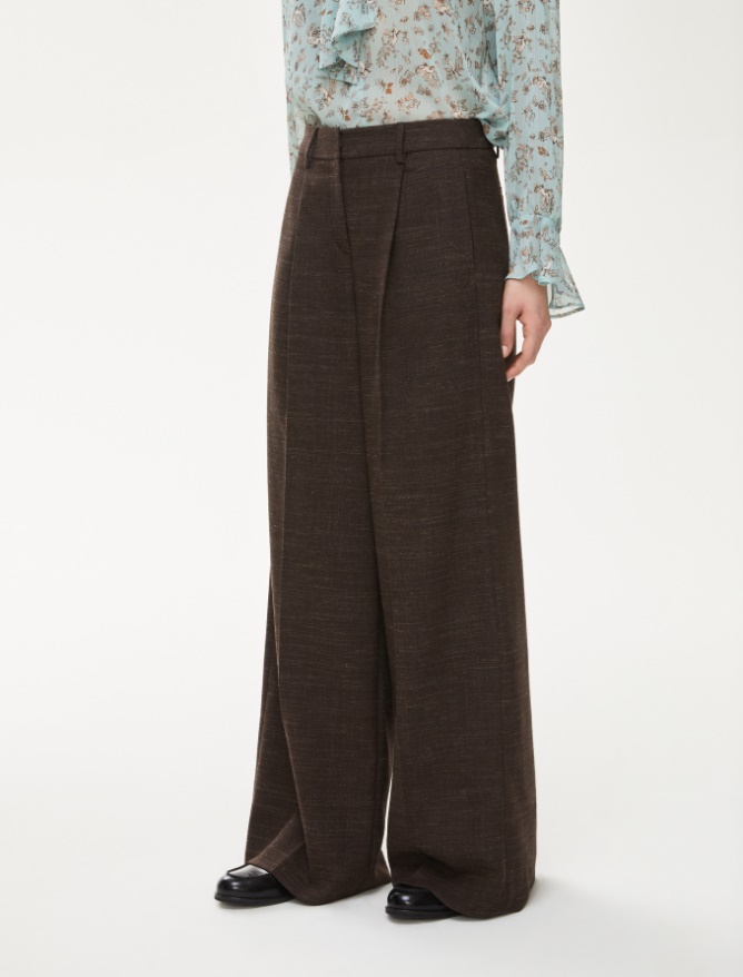 Wide-leg trousers - DARK BROWN - Iblues