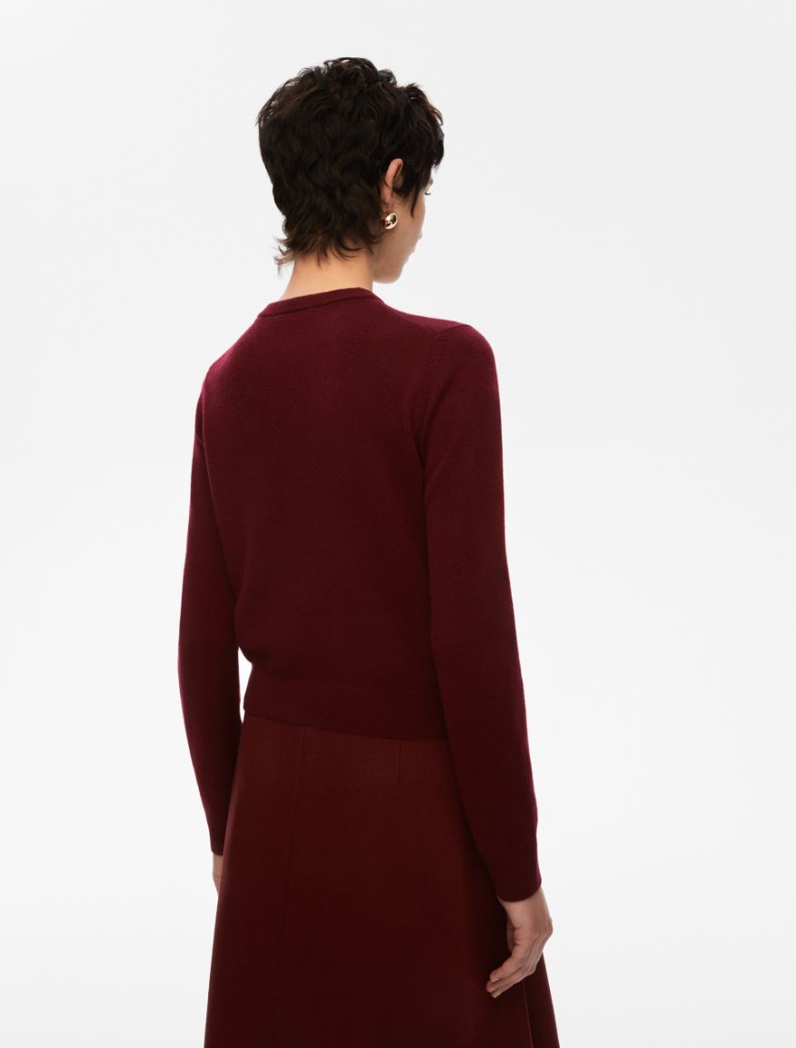 Merino wool cardigan - BORDEAUX - Iblues - 2