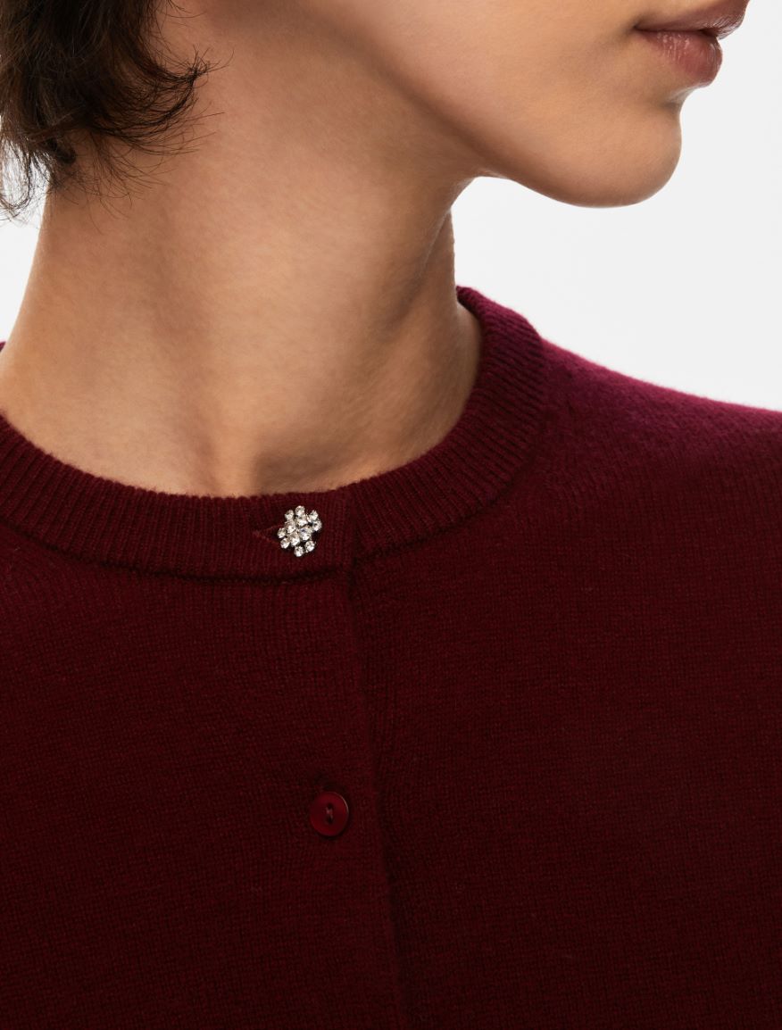 Merino wool cardigan - BORDEAUX - Iblues - 3