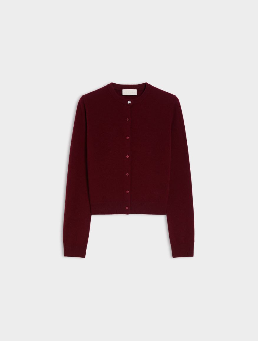 Merino wool cardigan - BORDEAUX - Iblues - 5