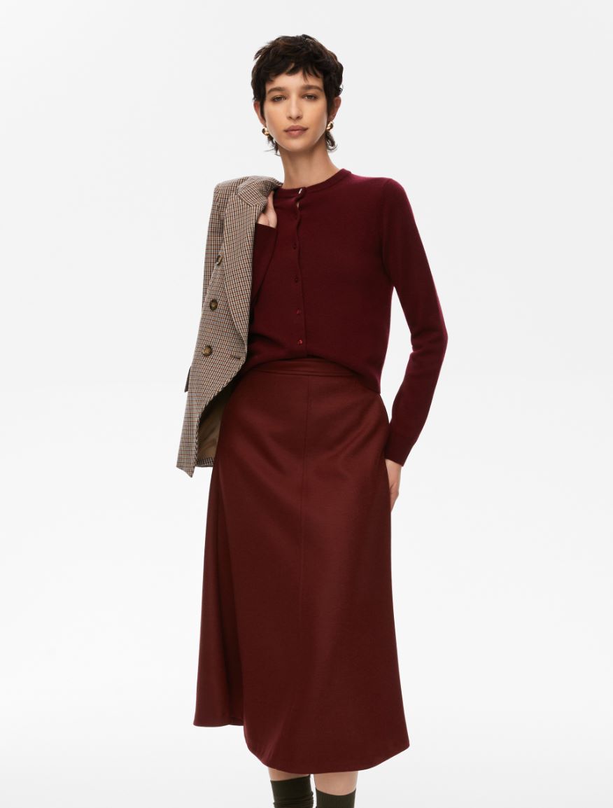 Merino wool cardigan - BORDEAUX - Iblues