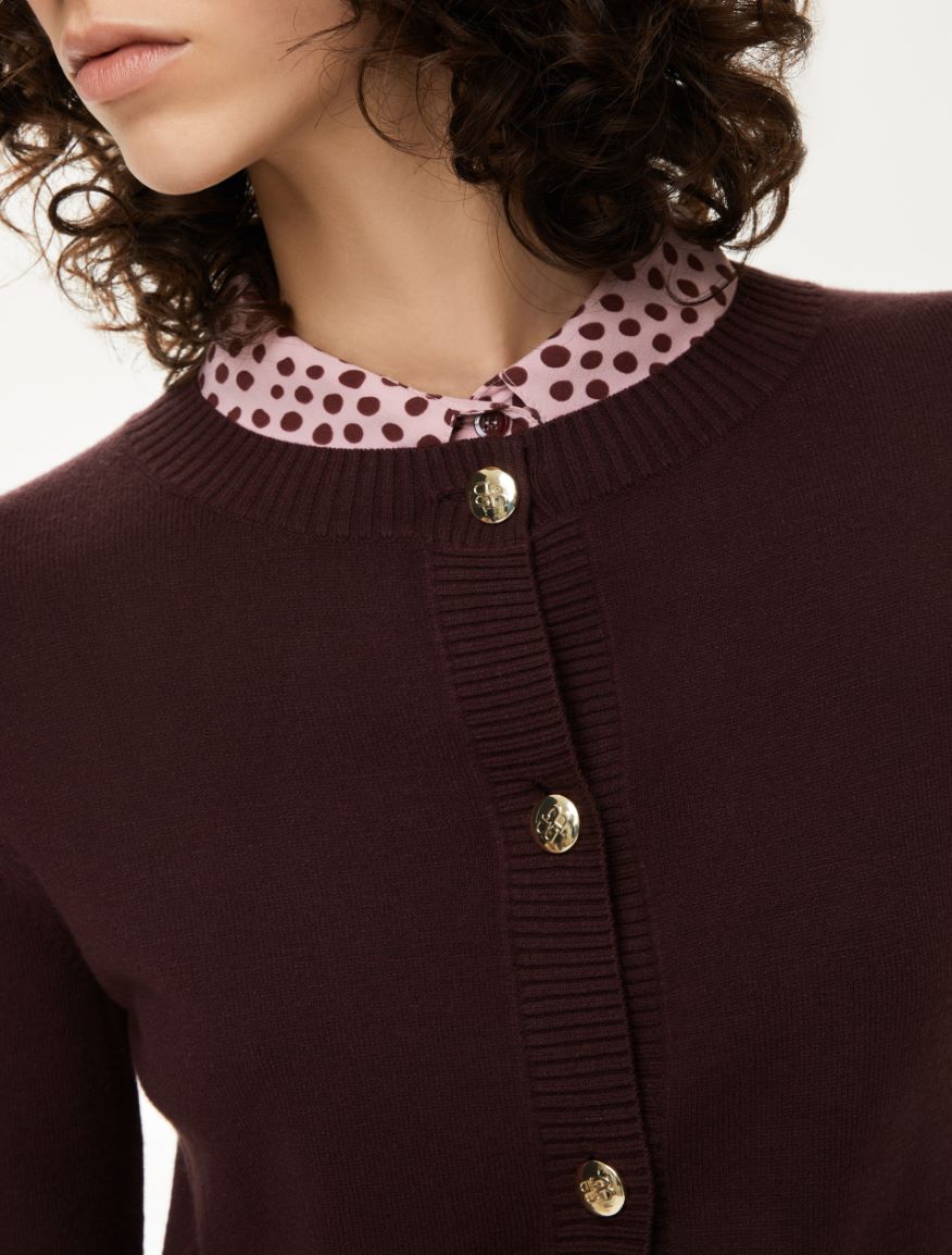 Straight cardigan - BORDEAUX - Iblues - 3
