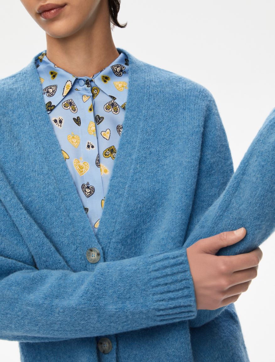 Alpaca-blend cardigan - TURQUOISE - Iblues - 3