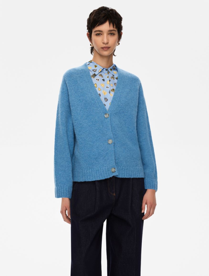 Alpaca-blend cardigan - TURQUOISE - Iblues - 4
