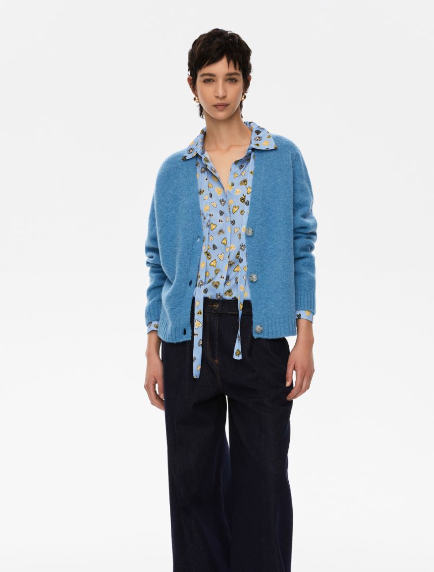 Alpaca-blend cardigan - TURQUOISE - Iblues