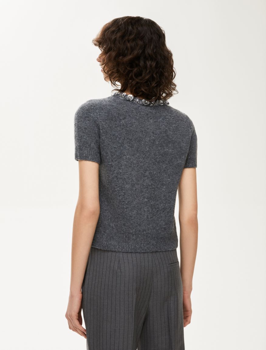 Embroidered cardigan - MELANGE GREY - Iblues - 2