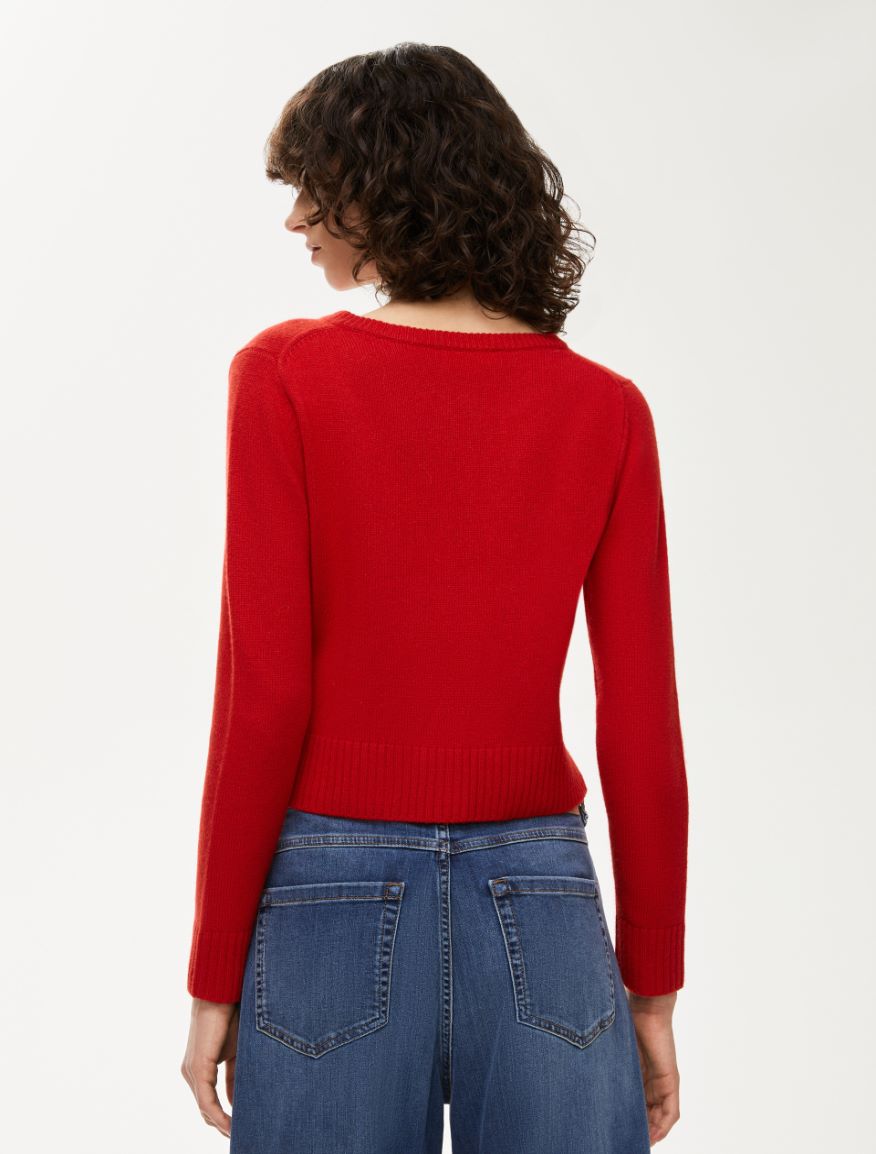 Cashmere-blend cardigan - RED - Iblues - 2