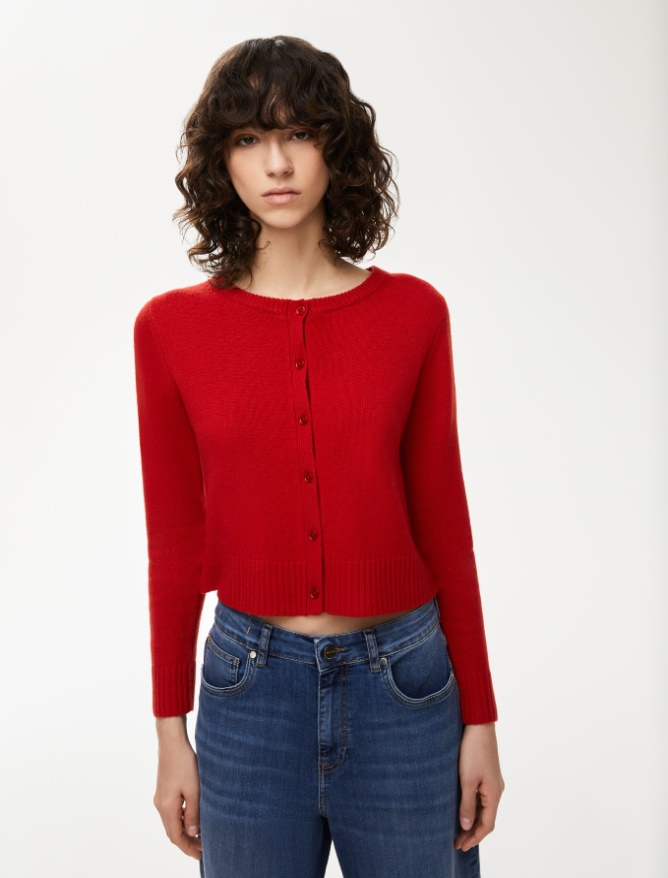 Cashmere-blend cardigan - RED - Iblues