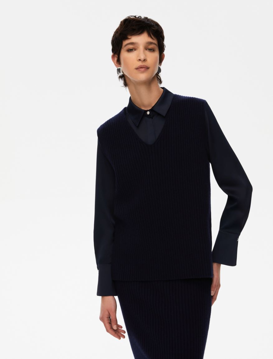 V-neck gilet - NAVY - Iblues - 3