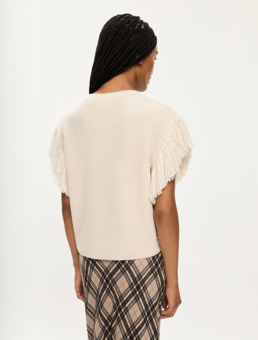 Fringed gilet - CREAM - Iblues - 2