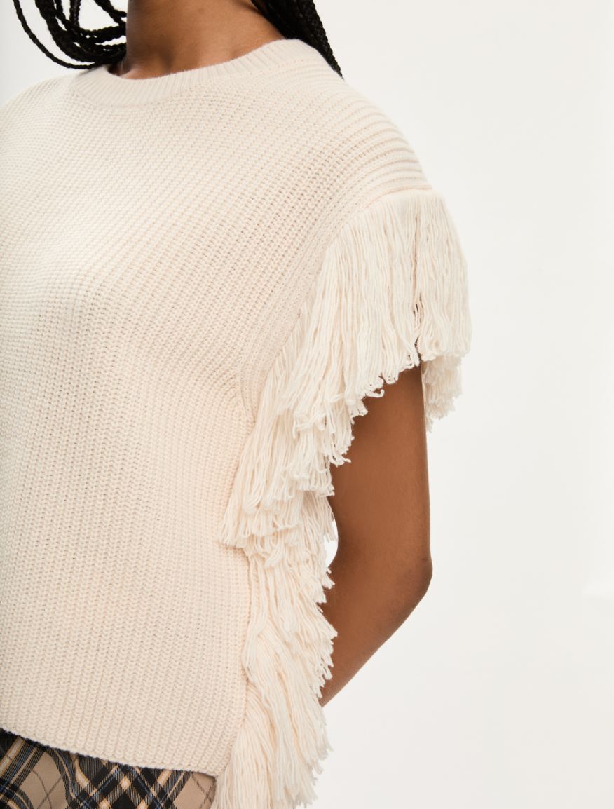 Fringed gilet - CREAM - Iblues - 3