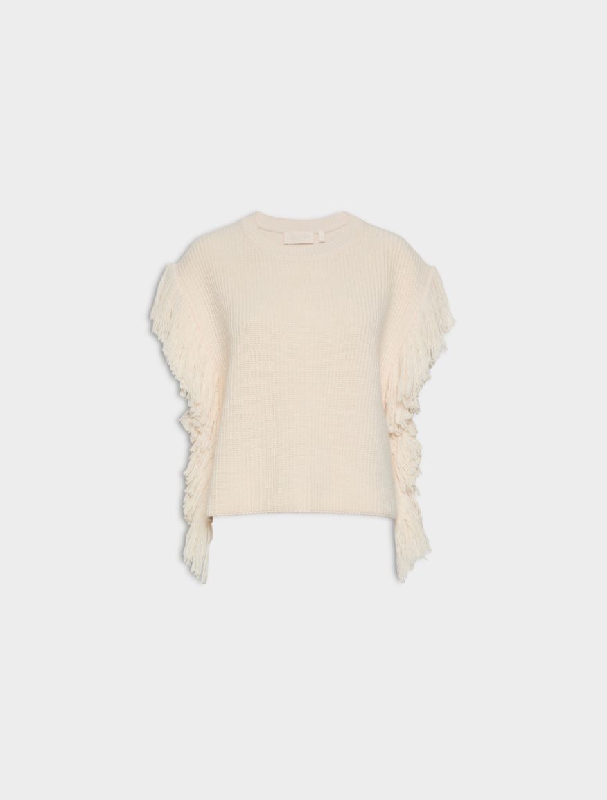 Fringed gilet - CREAM - Iblues - 5