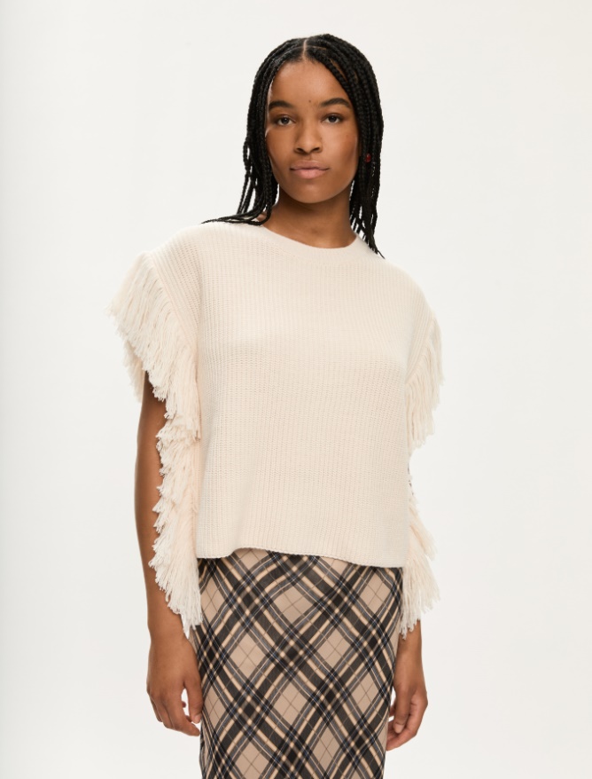 Fringed gilet - CREAM - Iblues