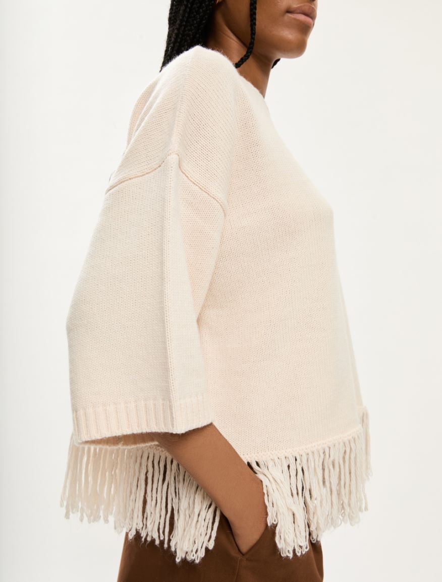 Fringed sweater - CREAM - Iblues - 3
