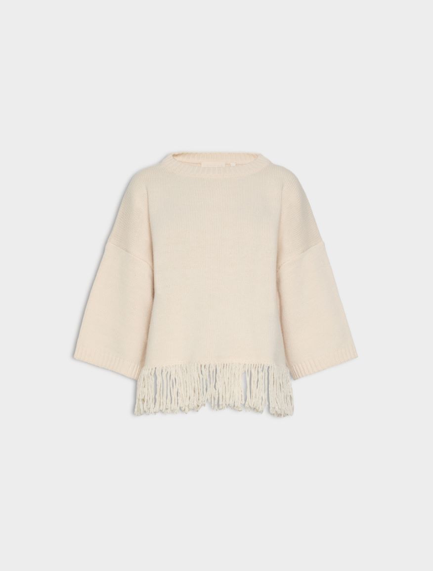 Fringed sweater - CREAM - Iblues - 5