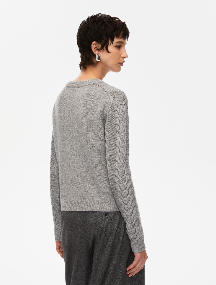 Cable-knit sweater - MELANGE GREY - Iblues - 2